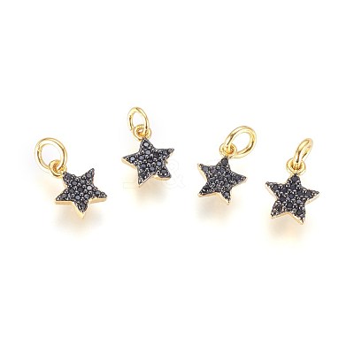 Brass Micro Pave Cubic Zirconia Charms X-ZIRC-G150-15A-1
