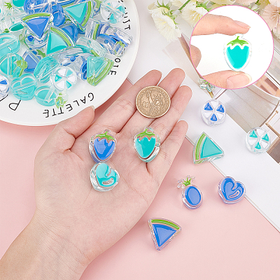 40Pcs 10 Style Transparent Enamel Acrylic Beads TACR-SC0001-09A-1