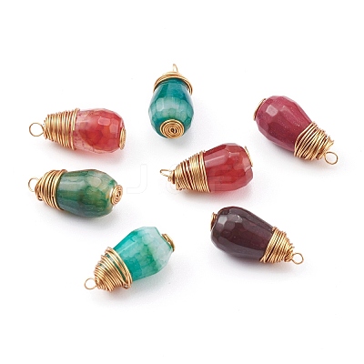 Dyed Natural Dragon Veins Agate Pendants X-PALLOY-JF00641-1