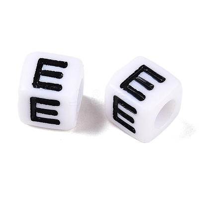 Large Hole Acrylic Letter European Beads SACR-Q103-6mm-01E-1