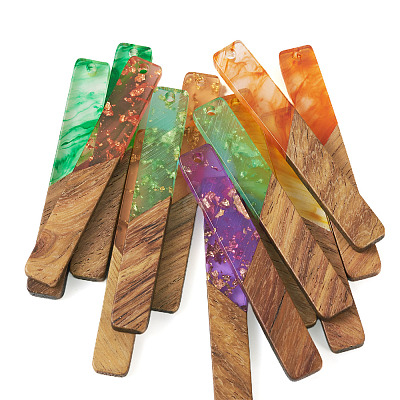 20Pcs 10 Styles Transparent Resin & Walnut Wood Big Pendants RESI-TA0001-59-1