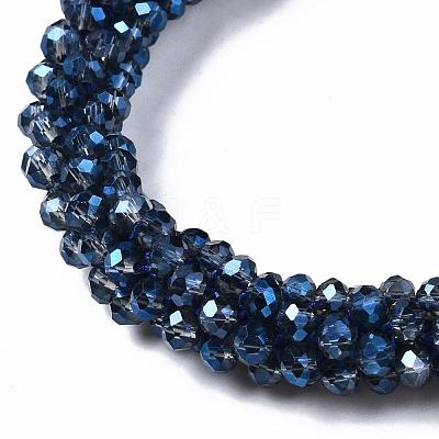 Faceted Transparent Glass Beads Stretch Bracelets BJEW-S144-002B-01-1