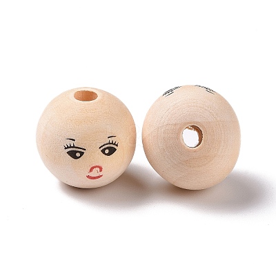 Printed Wood European Beads WOOD-C001-03A-03-1
