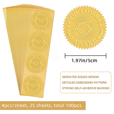 Plastic Self Adhesive Gold Foil Embossed Stickers DIY-WH0211-291-1