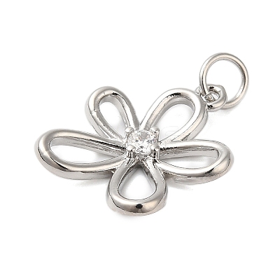 Rack Plating Brass & Clear Cubic Zirconia  Pendants KK-S372-18P-1