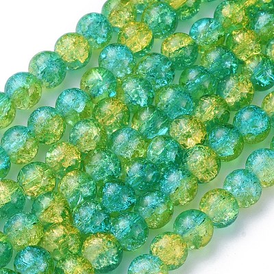 Spray Painted Crackle Glass Beads Strands CCG-Q002-8mm-07-1