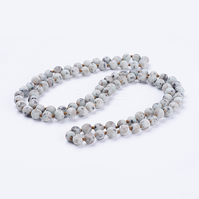 Natural Sesame Jasper/Kiwi Jasper Beaded Necklaces NJEW-P202-36-B15-1