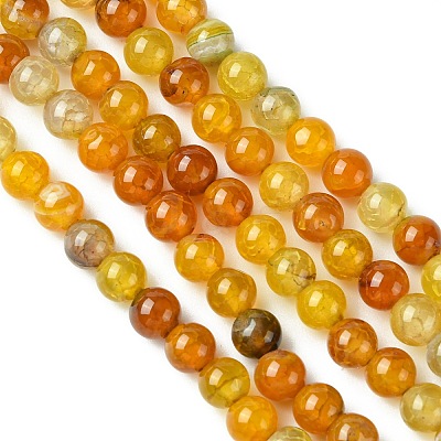 Dyed Natural Dragon Veins Agate Beads Strands G-C068-6mm-15-1