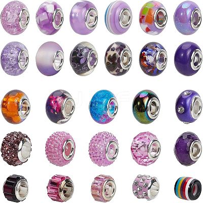 Acrylic & Resin & Polymer Clay Rhinestone European Beads FPDL-NB0001-02C-1