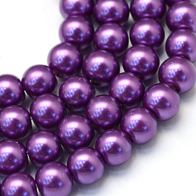 Baking Paint Pearlized Glass Pearl Round Bead Strands X-HY-Q003-4mm-37-1