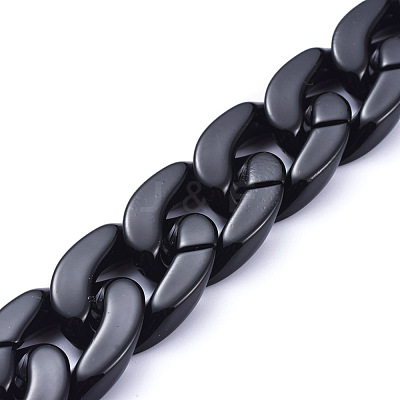 Handmade Opaque Acrylic Curb Chains AJEW-JB00564-02-1
