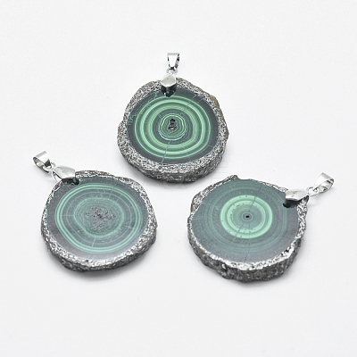 Natural Malachite Pendants G-E464-39-1