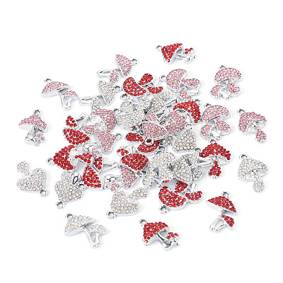 36Pcs 12 Styles Rack Plating Alloy Rhinestone Pendants FIND-TA0010-29-1