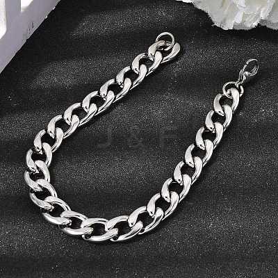 201 Stainless Steel Curb Chain Bracelets for Men STAS-T077-22B-02P-1