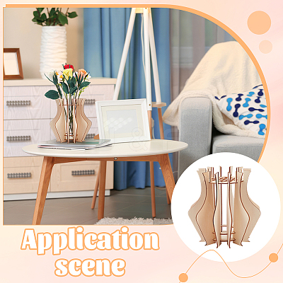 Wooden Puzzle Flower Vase Figurines DIY-WH0308-567-1