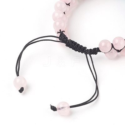 Chakra Natural Rose Quartz Braided Bead Bracelets BJEW-O164-A07-1