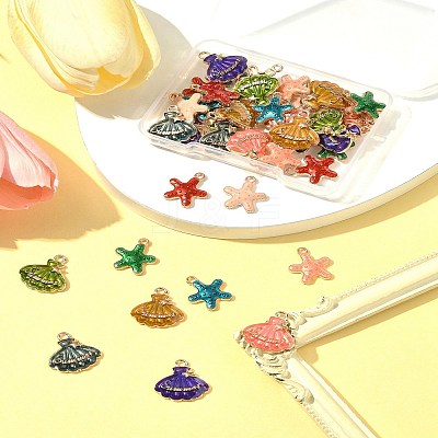 40Pcs 10 Styles Alloy Enamel Pendants ENAM-FS0002-66-1