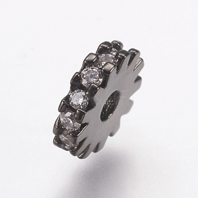 Brass Micro Pave Cubic Zirconia Bead Spacers ZIRC-E143-21B-1