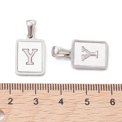 304 Stainless Steel Pave Shell Pendants STAS-G327-01P-Y-1