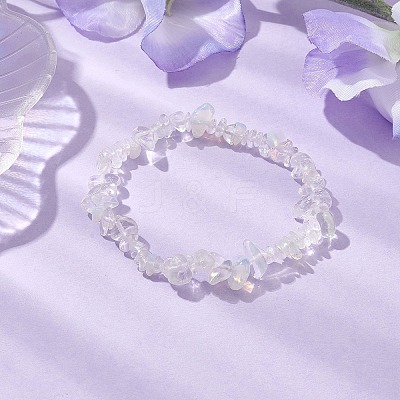 Opalite Chip Beaded Stretch Bracelets for Women Men BJEW-JB10665-05-1