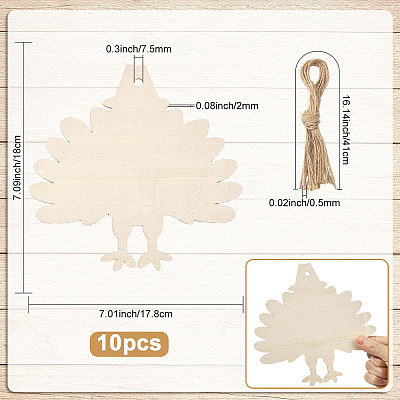 Thanksgiving Day Theme Unfinished Wood Pendant Decorations HJEW-WH20003-47A-1
