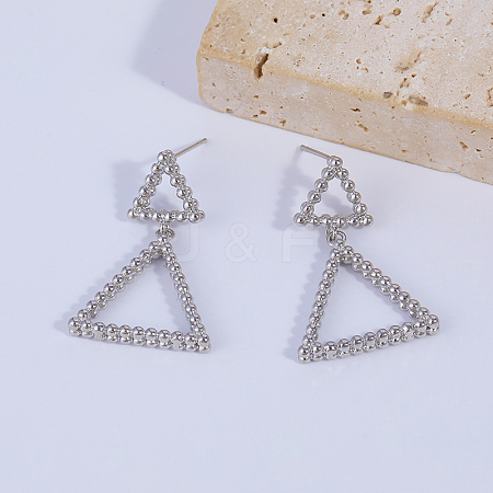 Triangle Brass Dangle Stud Earrings KM2949-1