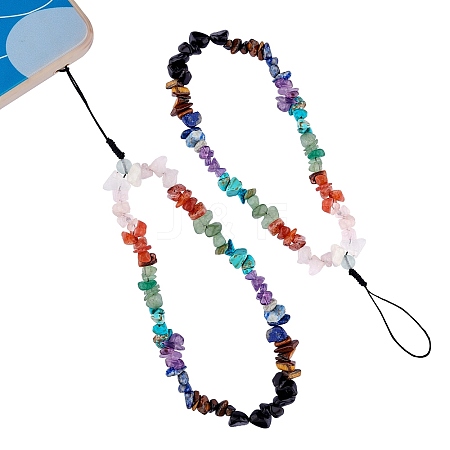 Natural & Synthetic Gemstone Chips Cell Phone Lanyard Wrist Strap HJEW-SW00018-06-1