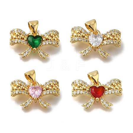 Rack Plating Brass Micro Pave Cubic Zirconia Pendants KK-G500-27G-1