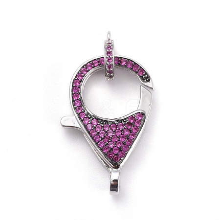 Brass Micro Pave Cubic Zirconia Lobster Claw Clasps ZIRC-K081-95P-03-1