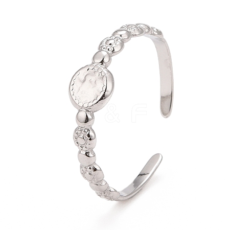 Non-Tarnish 304 Stainless Steel Flat Round Open Cuff Ring for Women RJEW-C025-26P-1