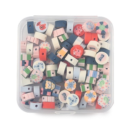 100Pcs 2 Styles Handmade Polymer Clay Beads CLAY-FP0001-11B-1