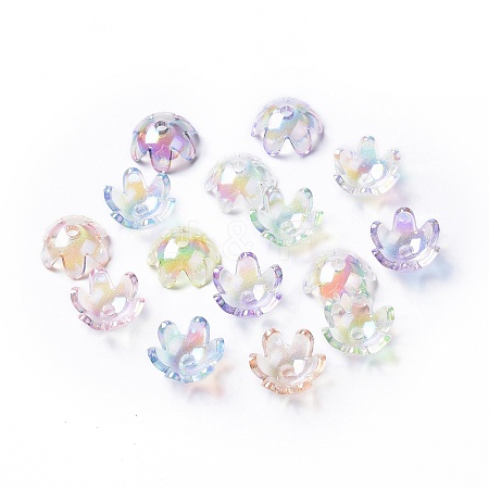 Plating Rainbow Opaque Acrylic Beads SACR-K004-01-1