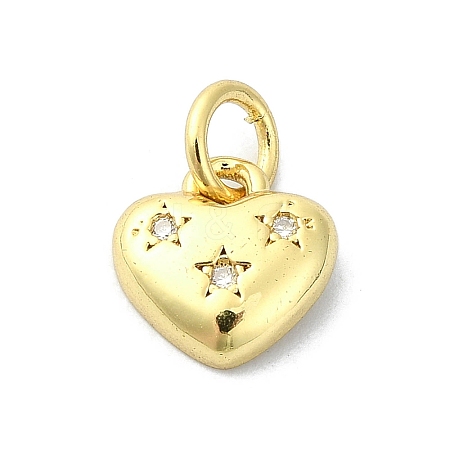Heart Theme Brass Micro Pave Cubic Zirconia Charms KK-H475-56G-09-1