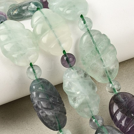 Natural Rainbow Fluorite Carved Beads Strands GG-CBA0487-D01-24x16mm-1