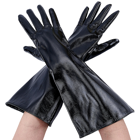 1 Pair PU Leather Long Whole Finger Gloves AJEW-CL0005-12B-1