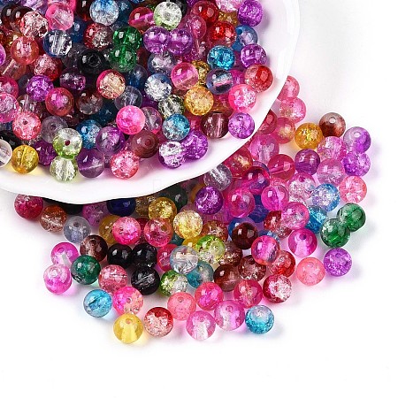 Baking Paint Transparent Crackle Glass Beads X1-DGLA-Q018-6mm-M01-1