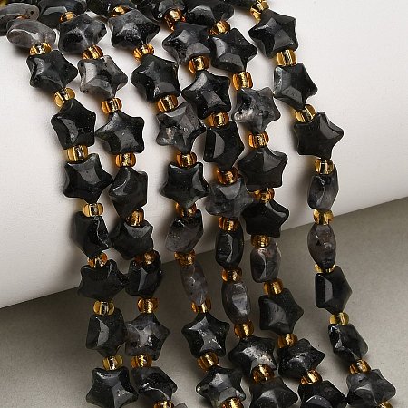 Natural Larvikite Beads Strands G-Z080-A29-8mm-1