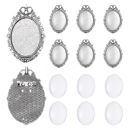 5Pcs Vintage Tibetan Style Alloy Brooch Cabochon Settings FIND-YW0009-72-1