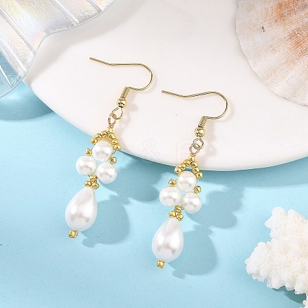Glass Beaded Dangle Earrings EJEW-MZ00748-1