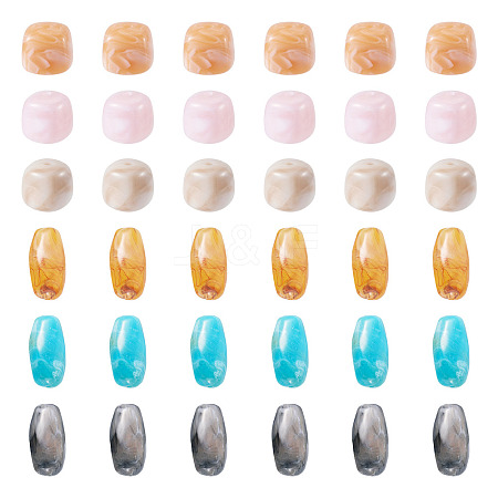 60Pcs 6 Colors Opaque Acrylic Beads OACR-TA0004-96-1