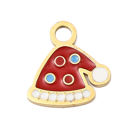 Christmas 304 Stainless Steel Enamel Charms STAS-I356-02G-05-1