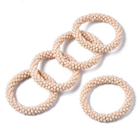 Faceted Opaque Glass Beads Stretch Bracelets BJEW-S144-002E-05-1