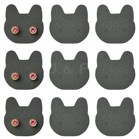 100Pcs Cat Shaped Paper Earring Display Cards EDIS-YW0001-09A-1