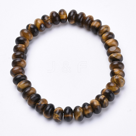 Natural Tiger Eye Beaded Stretch Bracelets BJEW-S127-04-1