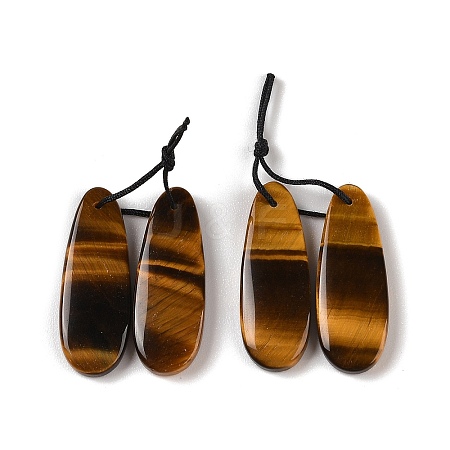 2Pcs Natural Tiger Eye Pendants G-A228-03C-1