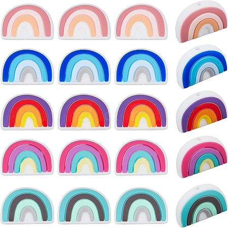 CHGCRAFT 20Pcs 5 Colors Silicone Beads SIL-CA0001-09-1