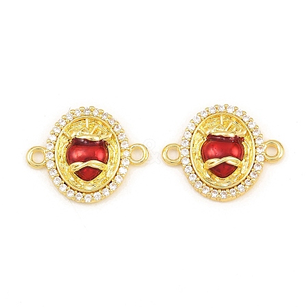Brass Micro Pave Clear Cubic Zirconia Connector Charms CU-CBA5CB0-17G-1