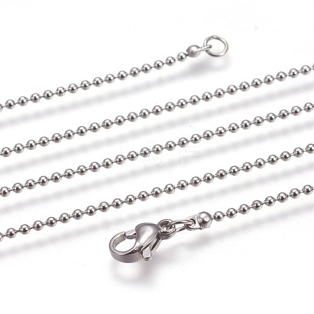 Non-Tarnish 304 Stainless Steel Ball Chain Necklaces NJEW-F249-02P-1