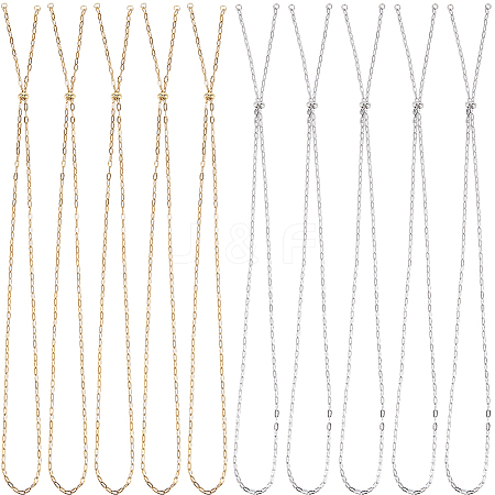 10Pcs 2 Colors 2.5MM 304 Stainless Steel Paperclip Chain Slider Necklace Making STAS-SC0021-16-1