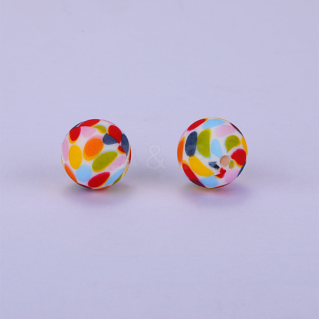 Printed Round Silicone Focal Beads SI-JX0056A-60-1